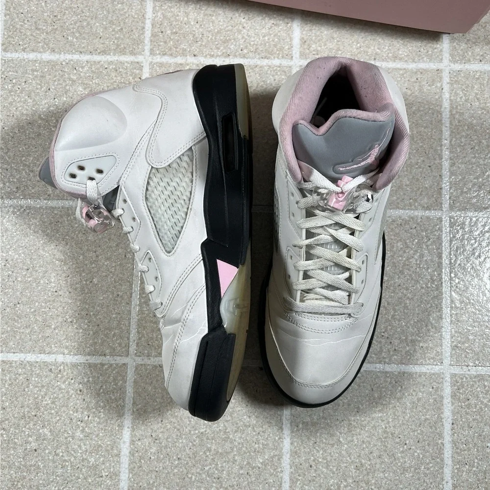 Air Jordan 5 Men's Retro White/Medium Pink-Black Size 11.5 HQ7978-102